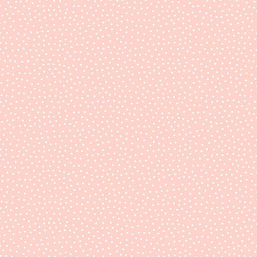 Timeless Treasures Fabrics Til the Cows Come Home Dots Petal, pink fabric with white polka dots.
