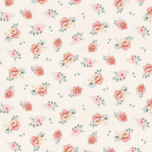 Timeless Treasures Fabrics Til the Cows Come Home Vintange Floral Cream