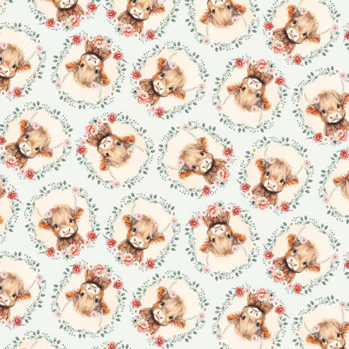 Timeless Treasures Fabrics Til the Cows Come Home Cow Heads & Floral Sky