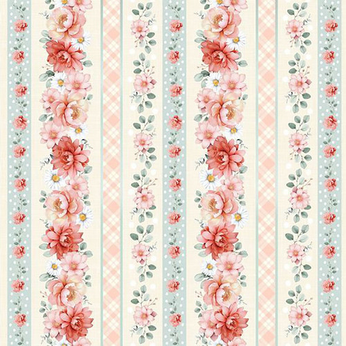 Timeless Treasures Fabrics Til the Cows Come Home Floral Repeating Stripes Soft
