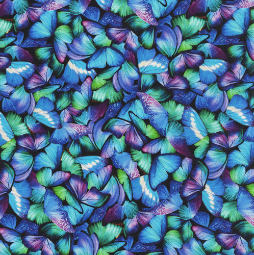 Timeless Treasures Fabrics Meadow Bloom Packed Butterflies Black