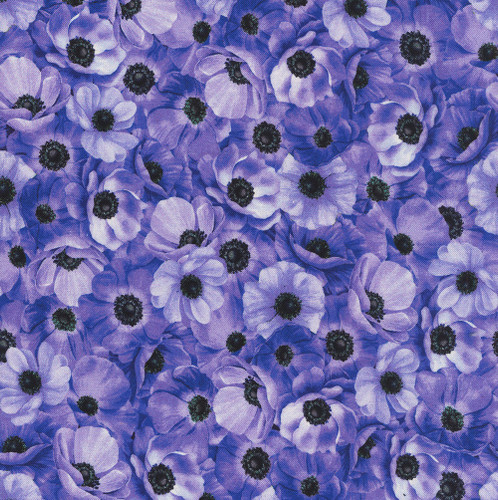 Timeless Treasures Fabrics Meadow Bloom Packed Anemones Purple