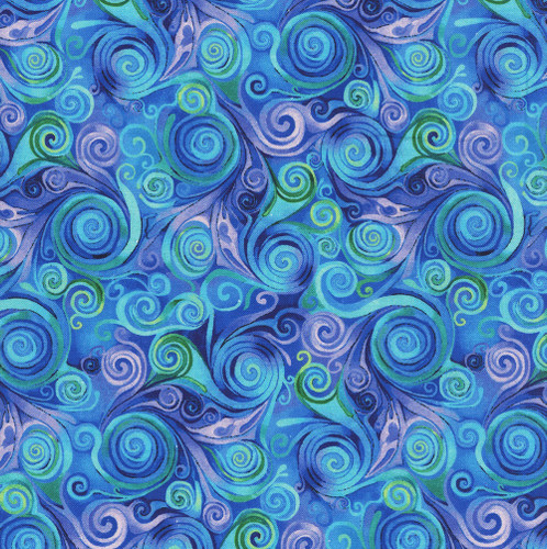 Timeless Treasures Fabrics Meadow Bloom Swirl Pattern Purple