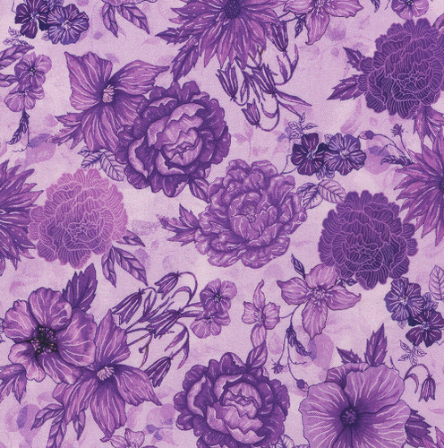 Timeless Treasures Fabrics Living Color Floral Toile Purple