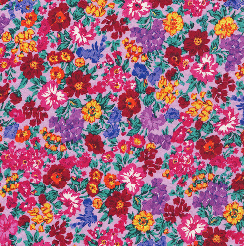 Timeless Treasures Fabrics Living Color Folk Art Floral Lavender
