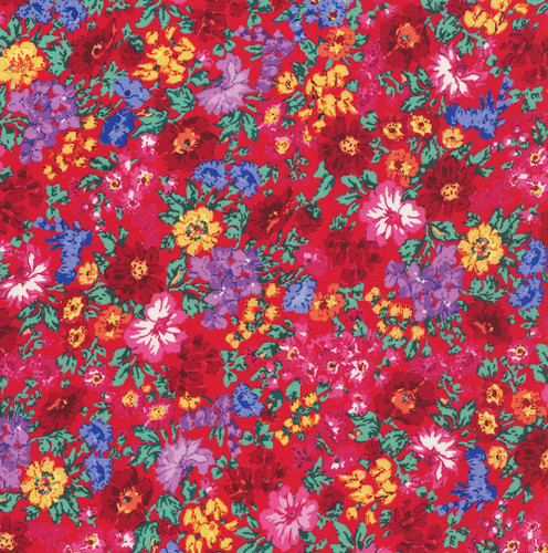 Timeless Treasures Fabrics Living Color Folk Art Floral Red