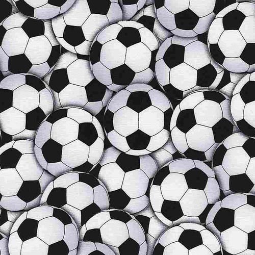 Timeless Treasures Fabrics Novelty Sports Packed Soccer Balls White