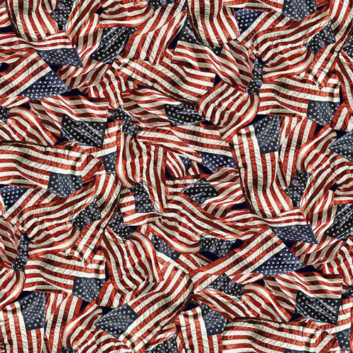 Timeless Treasures Fabrics Path to Freedom Packed American Flags USA