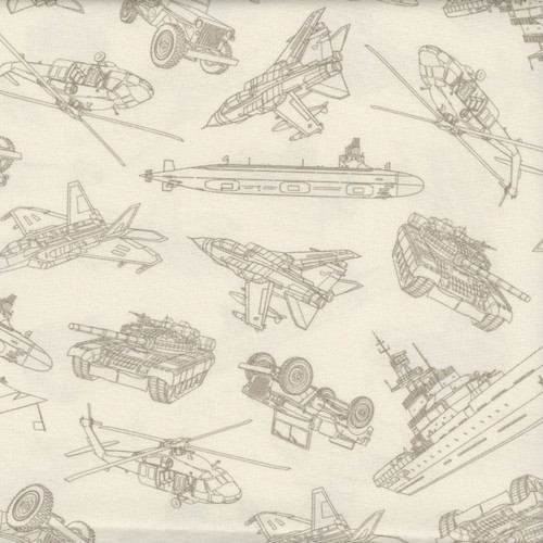 Timeless Treasures Fabrics Path to Freedom Military Convoy Ecru