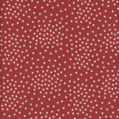 Timeless Treasures Fabrics Path to Freedom Stars Red, fabric with a red background and white star pattern.