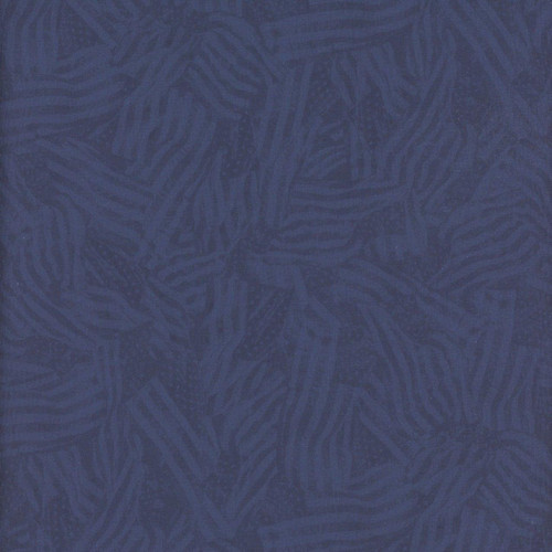 Timeless Treasures Fabrics Path to Freedom Wavy Tonal Flags Indigo, a deep indigo fabric with a subtle wavy tonal flag pattern.