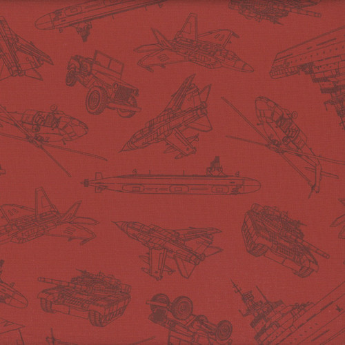 Timeless Treasures Fabrics Path to Freedom Military Convoy Crimson