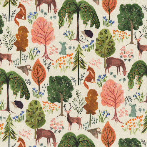 Dear Stella Fabrics Floral Forest Floral Forest Egret