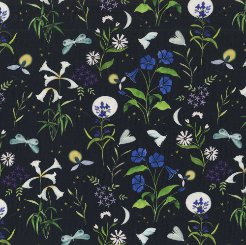Dear Stella Fabrics Floral Forest Fireflies Midnight