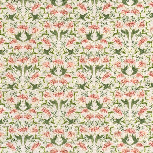 Dear Stella Fabrics Floral Forest Honeysuckle Egret