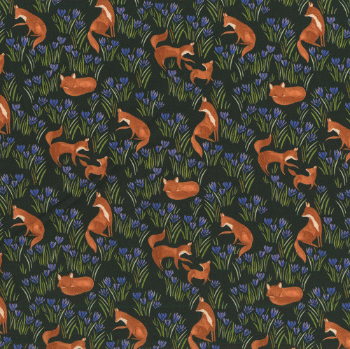 Dear Stella Fabrics Floral Forest Crocus Field Midnight
