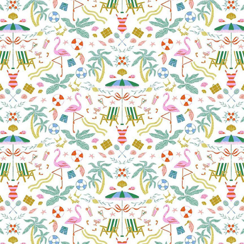 Dear Stella Fabrics Paradise Royale Paradise Royale White