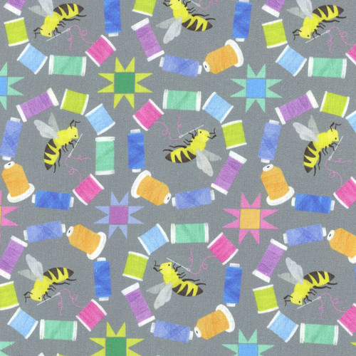 Dear Stella Fabrics Quilty Helpurrs Cats Quilting Bee Limestone