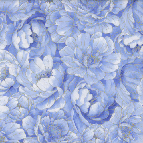 Timeless Treasures Fabrics Moonlight Floral Packed Metallic Blue