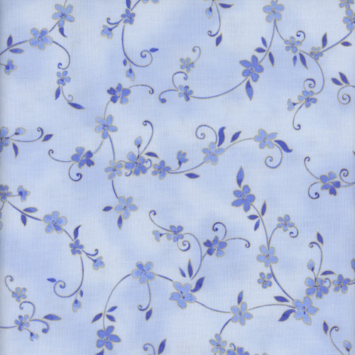 Timeless Treasures Fabrics Moonlight Metallic Leave Vines Sky