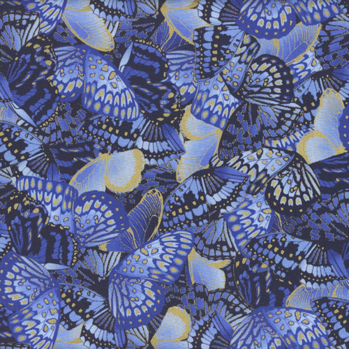 Timeless Treasures Fabrics Moonlight Butterflies Packed Metallic Indigo