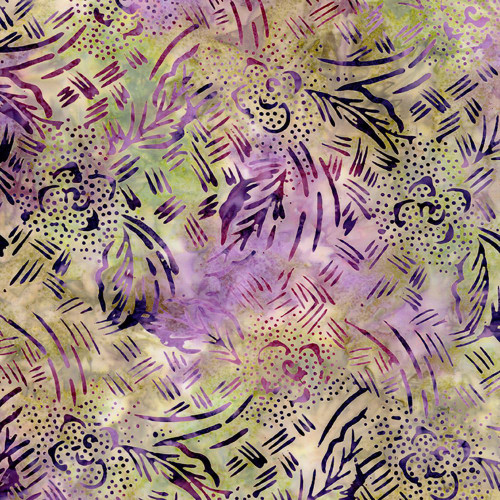 Timeless Treasures Fabrics Tonga Batiks Chateau Dotty Floral & Leaves Fizz
