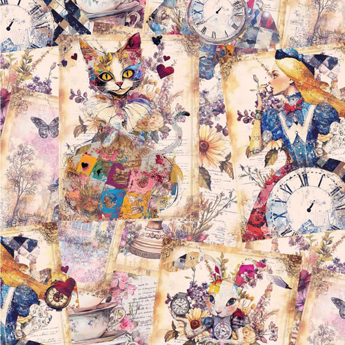 Timeless Treasures Fabrics 108 Inch Wide Quilt Back Alice'S Dream Collage Multi