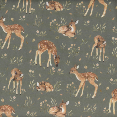 Dear Stella Fabrics Minky Fleece Oh Deer Pewter