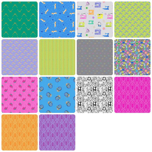 Dear Stella Fabrics Quilty Helpurrs Cats Jelly Roll 40 Fabric Strips 2.5 by 44 inch Quilty Helpurrs