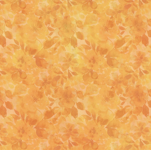 In The Beginning Fabrics Day and Night Jason Yenter Mango Yellow Orange Tonal Flower