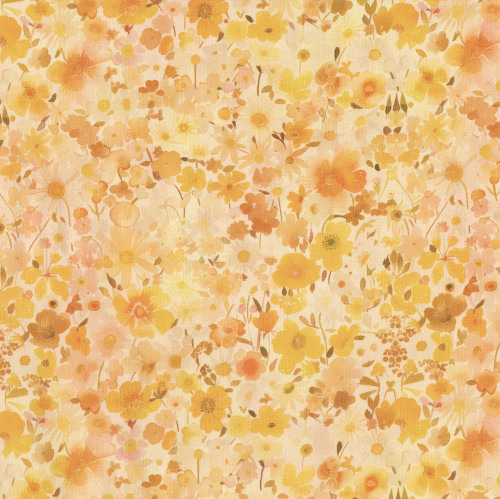 In The Beginning Fabrics Day and Night Jason Yenter Gold Yellow Field Flowers