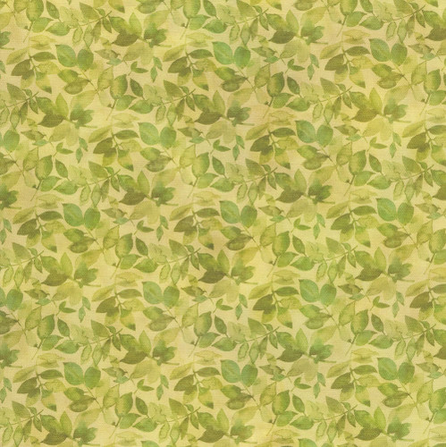 In The Beginning Fabrics Day and Night Jason Yenter Green Leaves