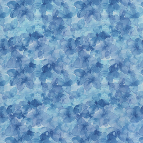In The Beginning Fabrics Day and Night Jason Yenter Blue Hydrangea Blooms