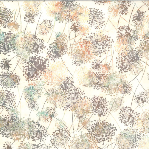 Hoffman Fabrics Bali Hand Dyed Batik Dandelion Floral Impressionist Pink Green Blue
