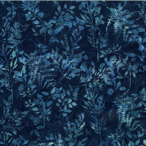 Hoffman Fabrics Bali Hand Dyed Batik Leafy Branches Ferns Fronds Moonstruck Blue