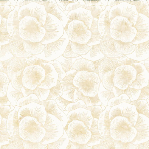 Hoffman Fabrics Bali Hand Dyed Batik Linear Peony Floral Oyster Cream, a natural-toned batik fabric with a linear peony floral design in oyster cream color.