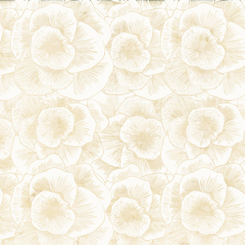 Hoffman Fabrics Bali Hand Dyed Batik Linear Peony Floral Oyster Cream
