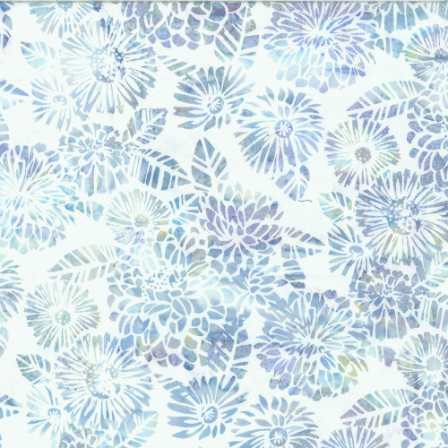 Hoffman Fabrics Bali Hand Dyed Batik Woodblock Flowers Hydrange Zinnia Seavoia Purple Cream