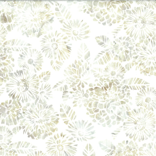 Hoffman Fabrics Bali Hand Dyed Batik Woodblock Flowers Hydrange Zinnia Sanddollar Cream