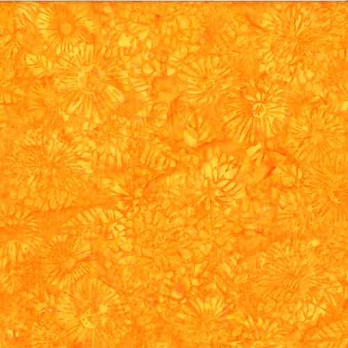 Hoffman Fabrics Bali Hand Dyed Batik Woodblock Flowers Hydrange Zinnia Marigold Yellow