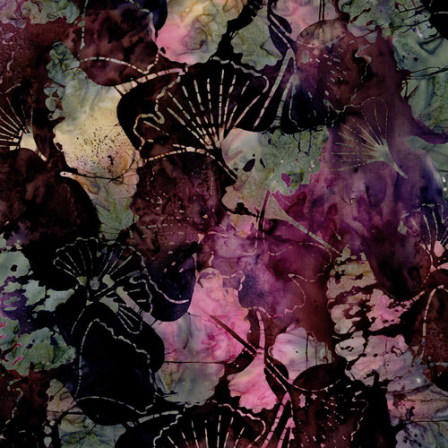 Timeless Treasures Fabrics Chateau Tonga Batiks Merlot Gingko Leaves