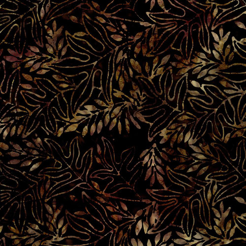 Timeless Treasures Fabrics Chateau Tonga Batiks Tobacco Brown Leaf Study