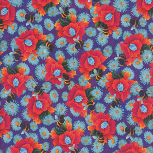 Blank Quilting Fabrics Luminous Haven JK Stewart Purple Bumble Bees