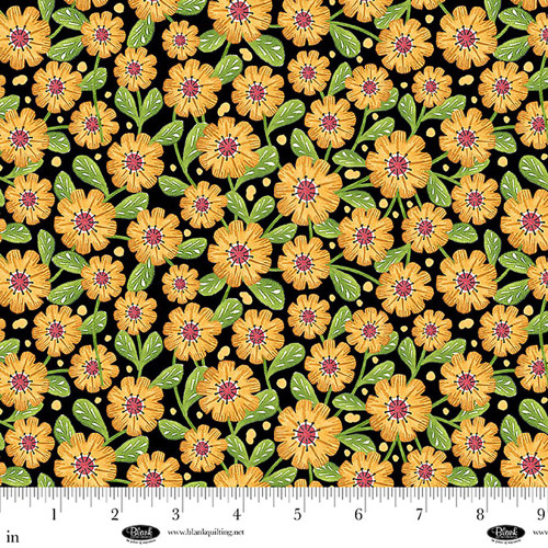 Blank Quilting Fabrics Nature's Symphony Color Pop Studio Black Flowers