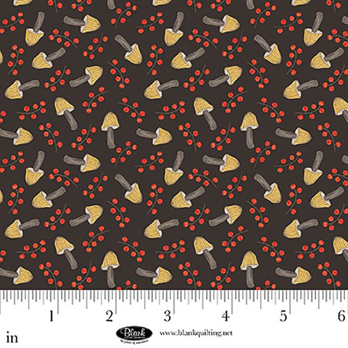Blank Quilting Fabrics Nature's Symphony Color Pop Studio Black Mushrooms and Berries