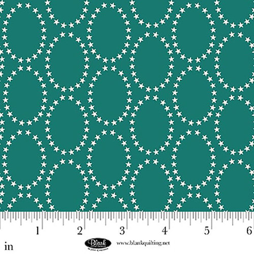 Blank Quilting Fabrics The Bright Side Jessica Dayon Turquoise Blue Star Ovals