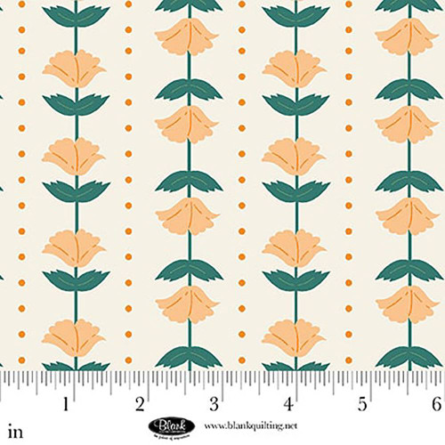 Blank Quilting Fabrics The Bright Side Jessica Dayon White Flower and Polka Dot Stripe