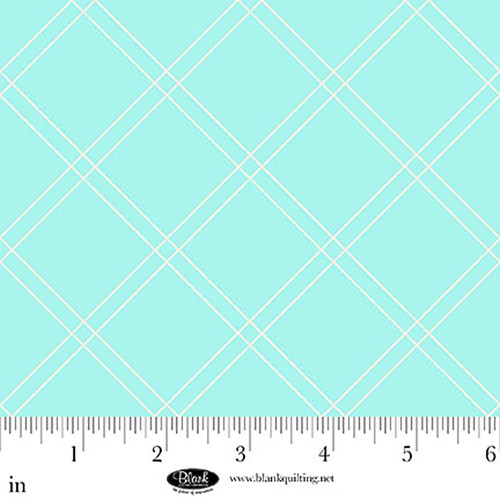 Blank Quilting Fabrics The Bright Side Jessica Dayon Turquoise Blue Windowpane Plaid