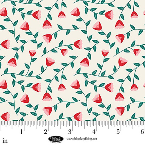 Blank Quilting Fabrics The Bright Side Jessica Dayon White Viney Flowers