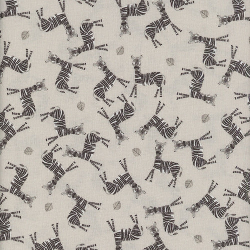 Henry Glass Fabrics Jungle Romp Betsey Cavallo Cream Beige Tossed Zebra